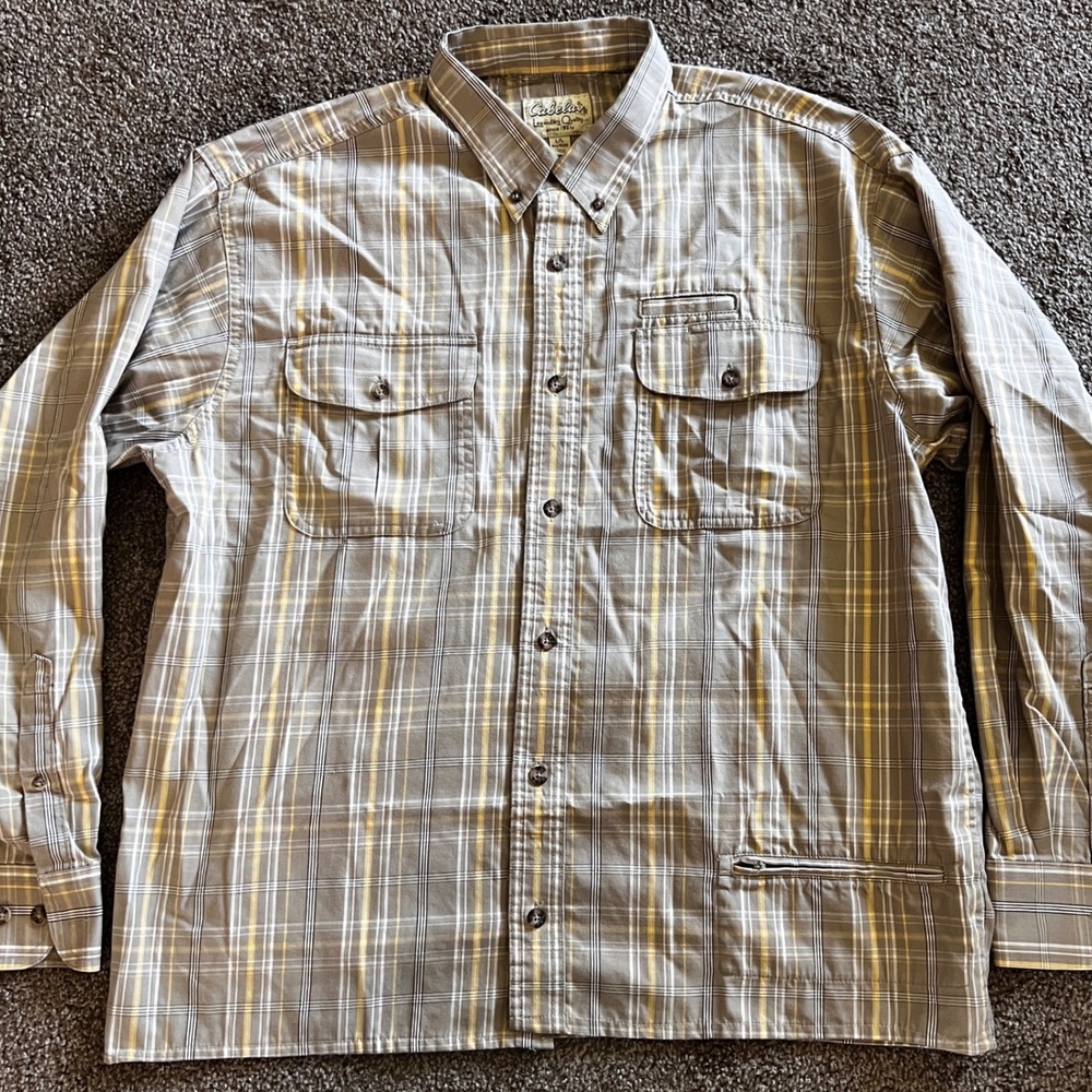 Cabela's Button Up Plaid Shirt Regular Long Sleeve Outdoor‎ Casual Menswear 0254
